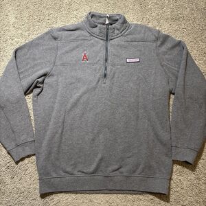 Vineyard Vines Los Angeles Angels Sweatshirt Mens L 1/4 Zip Pullover Grey MLB